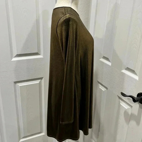 Riller & Fount x Revolve Gold scoop neck shimmer mini dress long sleeve, - Picture 2 of 7